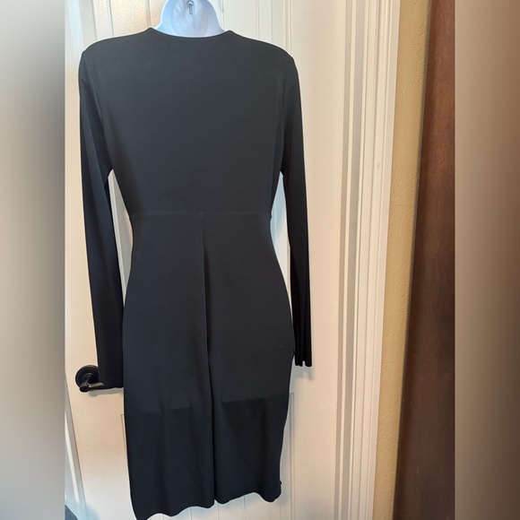 Bailey 44 Long Sleeve Black Libido Dress, Front V Shaped Mesh Panel, Ruching, M - Picture 9 of 10